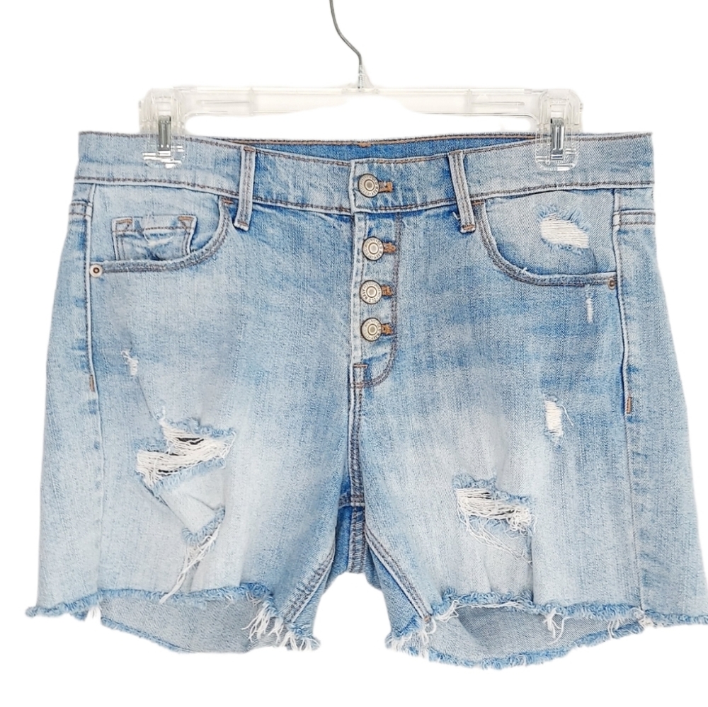 Old Navy Denim Shorts Women's Size 6 Button Fly Distressed Stretch Cut Off Jean